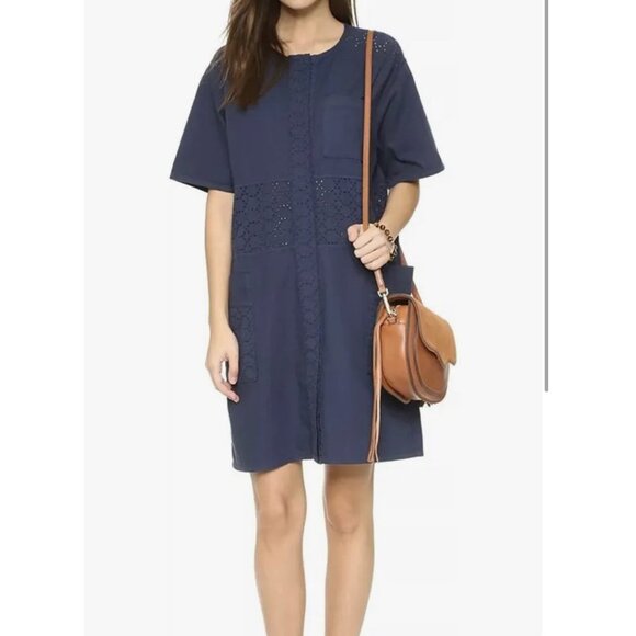 Current Elliott Ama Eyelet Navy dress size‎ 3(L) - Picture 1 of 7